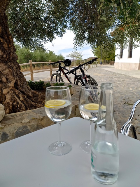 Lunch break at Estación de Puerto Serrano, first and foremost water. Photo © Karethe Linaae